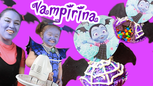Vampirina Cupcakes with M&M & Nutella Surprise