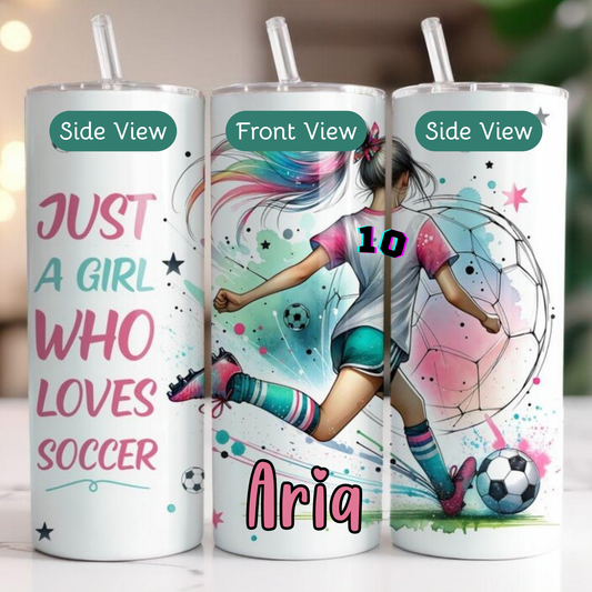 Soccer Lover’s Tumbler – Personalized 20oz Cup with Name & Number