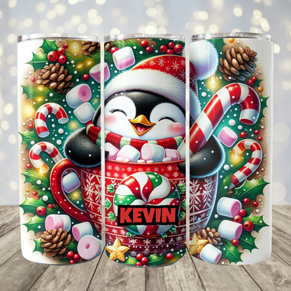 Penguin Hot Chocolate Personalized Christmas Tumbler
