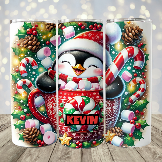 Penguin Hot Chocolate Personalized Christmas Tumbler
