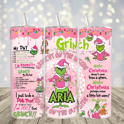 Pink Grinch Personalized Christmas Tumbler