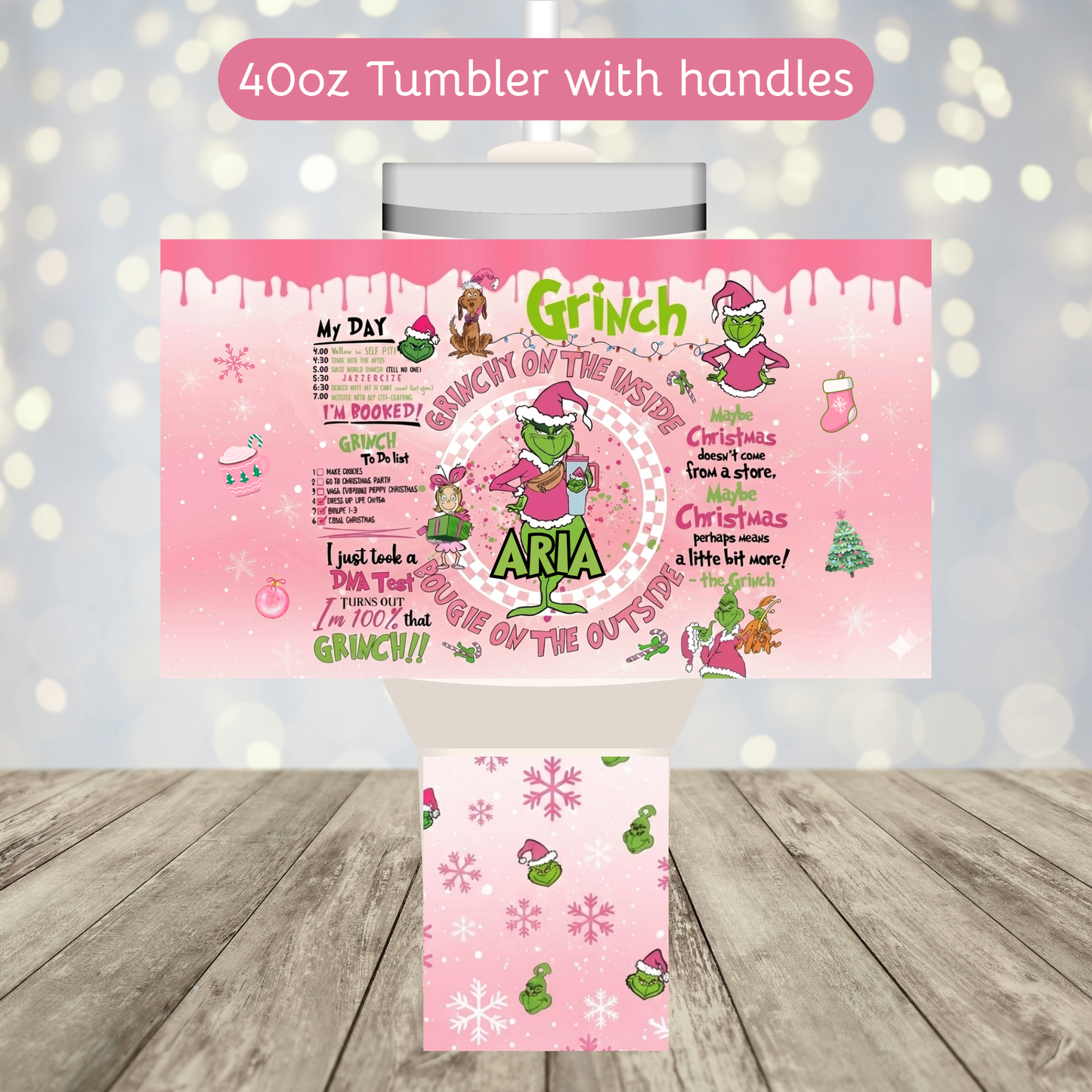 Pink Grinch Personalized Christmas Tumbler 20oz or 40oz