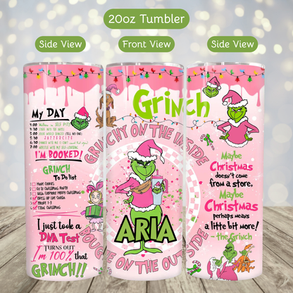 Pink Grinch Personalized Christmas Tumbler 20oz or 40oz