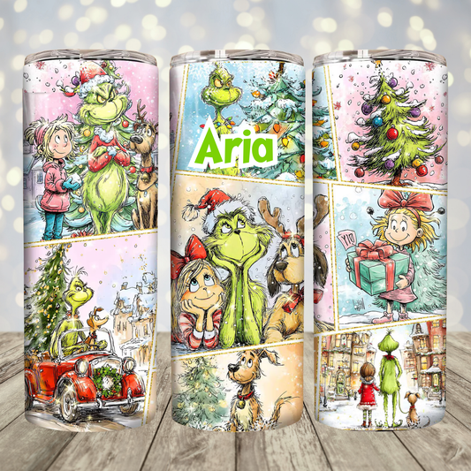 Grinch Collage Christmas Tumbler – Personalized Holiday Cup