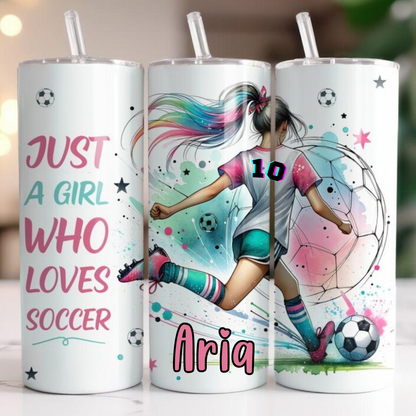 Soccer Lover’s Tumbler – Personalized 20oz Cup with Name & Number