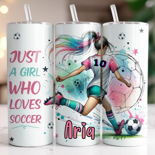 Soccer Lover’s Tumbler – Personalized 20oz Cup with Name & Number