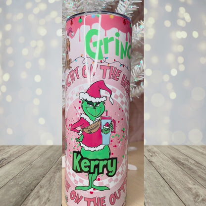 Pink Grinch Personalized Christmas Tumbler 20oz or 40oz